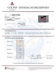 CELPIP Score Card 7 - Brahma English Academy
